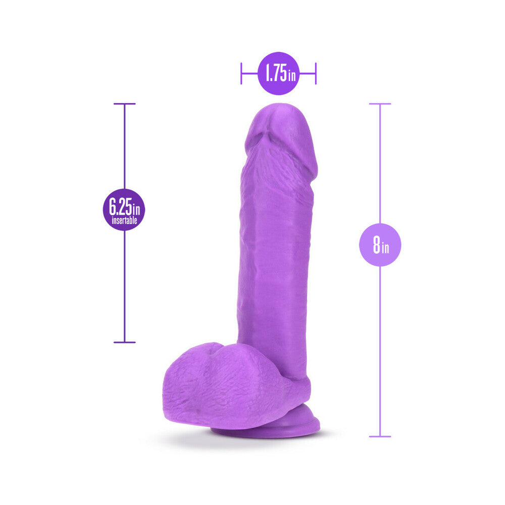 Neo 8 inches Dual Density Dildo with Balls Neon Purple