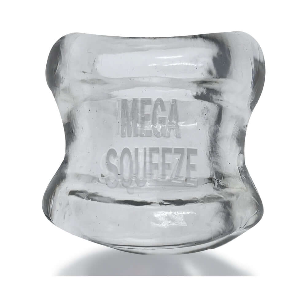 Oxballs Mega Squeeze Ergofit Ballstretcher Clear, ergonomic ballstretcher in glossy clear material.