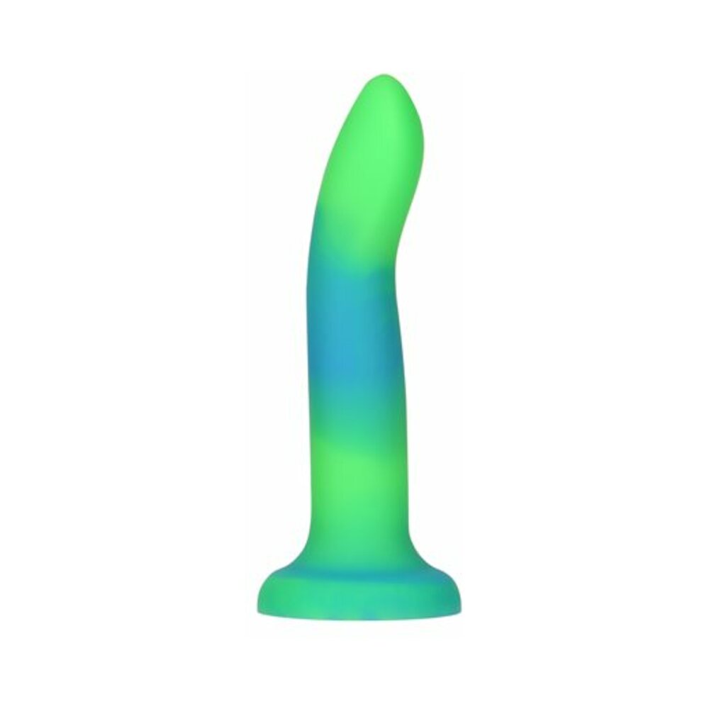 Addiction Rave Bendable 8 inches Silicone Dildo Glow in the Dark Blue Green