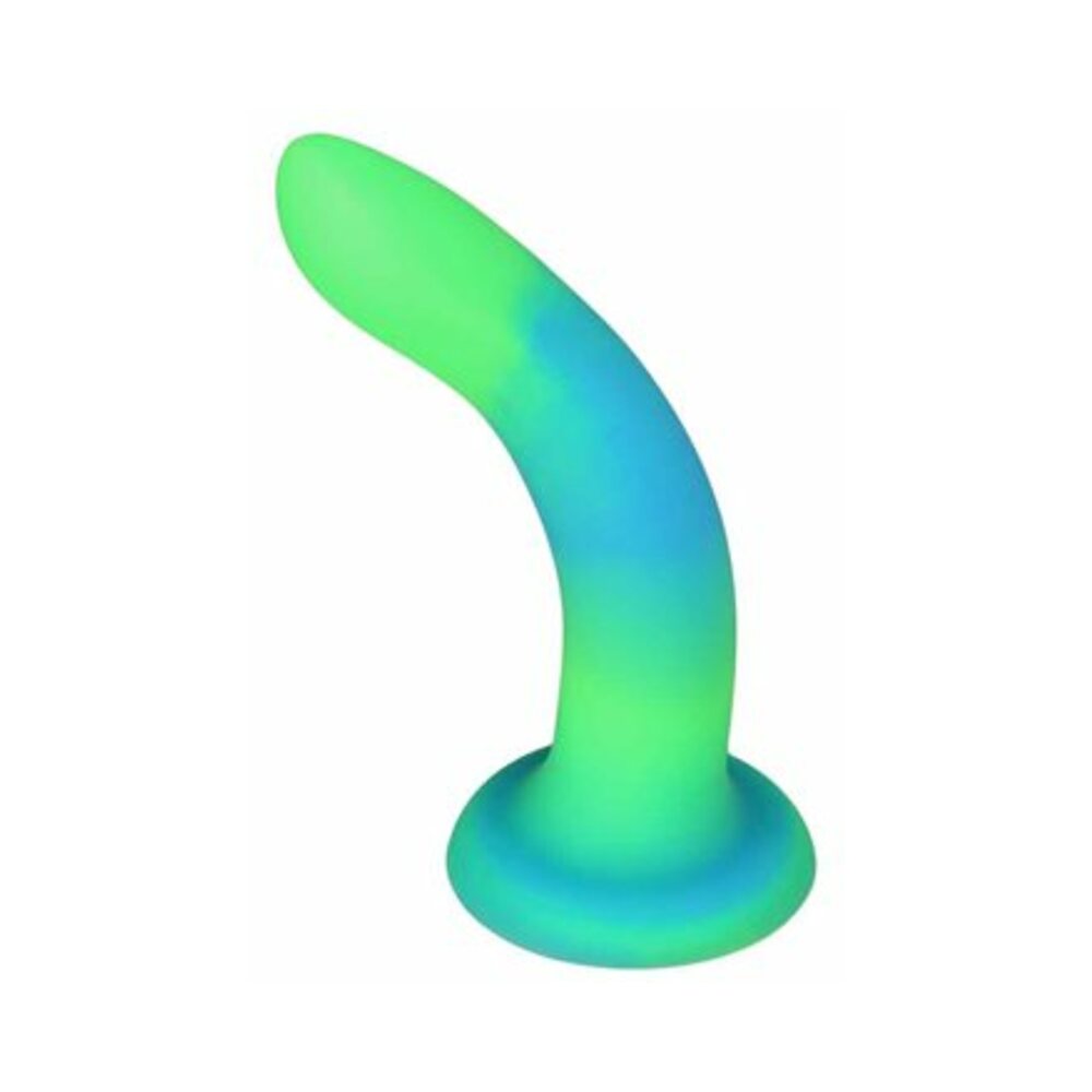 Addiction Rave Bendable 8 inches Silicone Dildo Glow in the Dark Blue Green