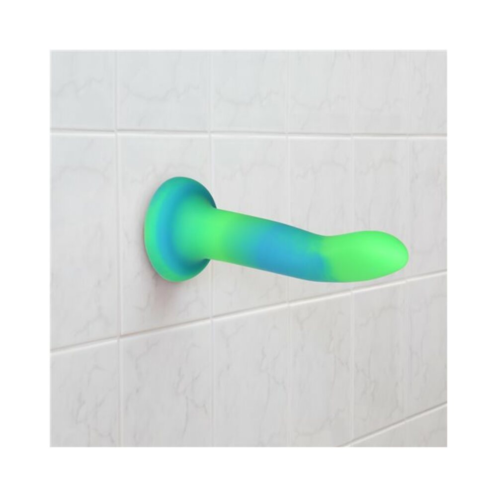 Addiction Rave Bendable 8 inches Silicone Dildo Glow in the Dark Blue Green
