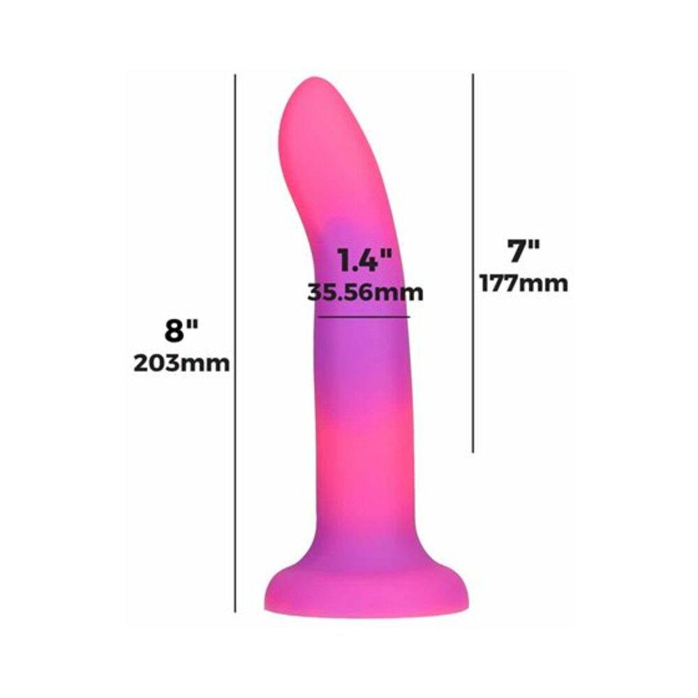 Addiction Rave Bendable 8 inches Silicone Dildo Glow in the Dark Pink Purple
