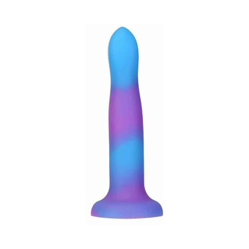 Addiction Rave Bendable 8 inches Silicone Dildo Glow in the Dark Blue Purple