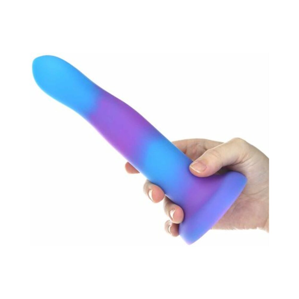 Addiction Rave Bendable 8 inches Silicone Dildo Glow in the Dark Blue Purple