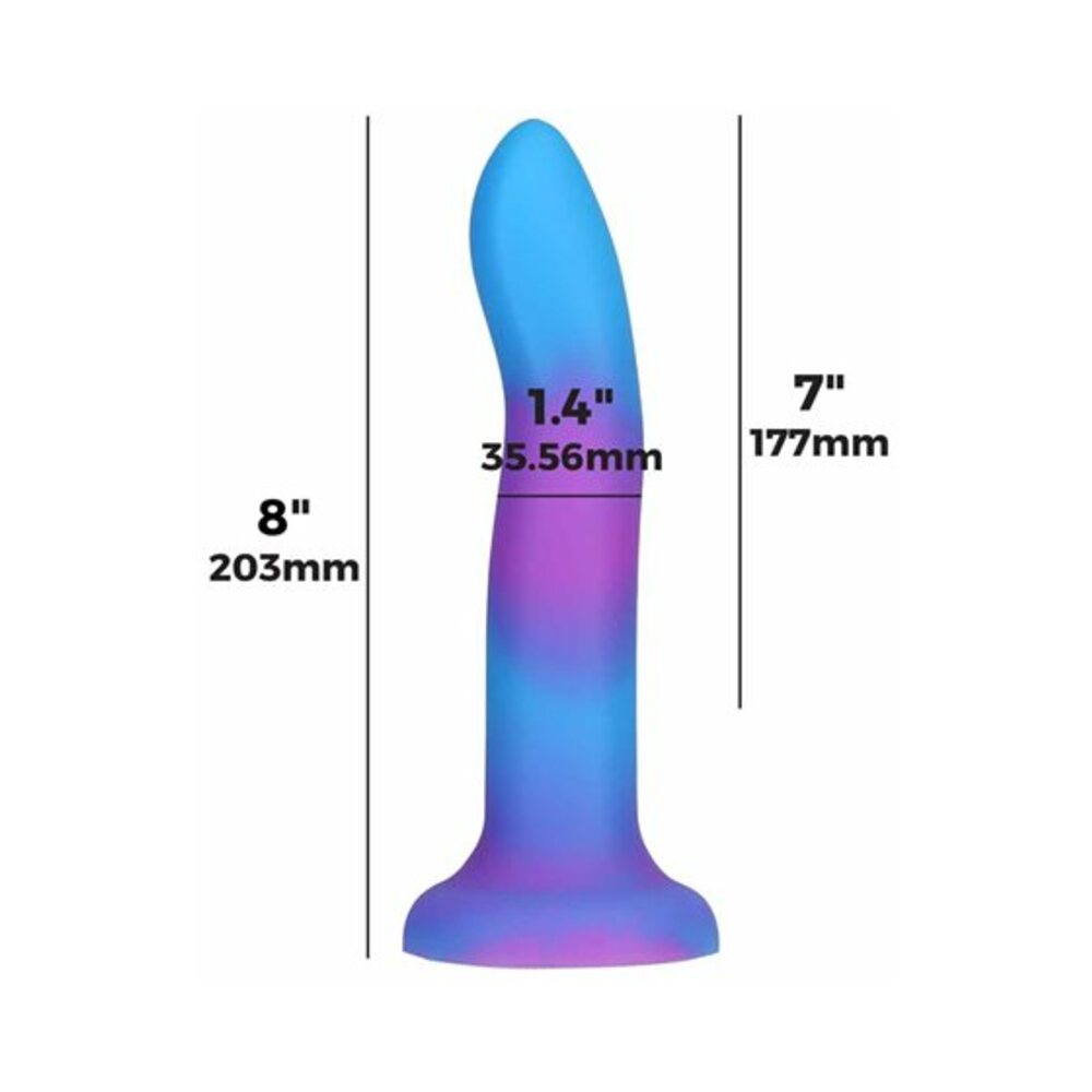 Addiction Rave Bendable 8 inches Silicone Dildo Glow in the Dark Blue Purple