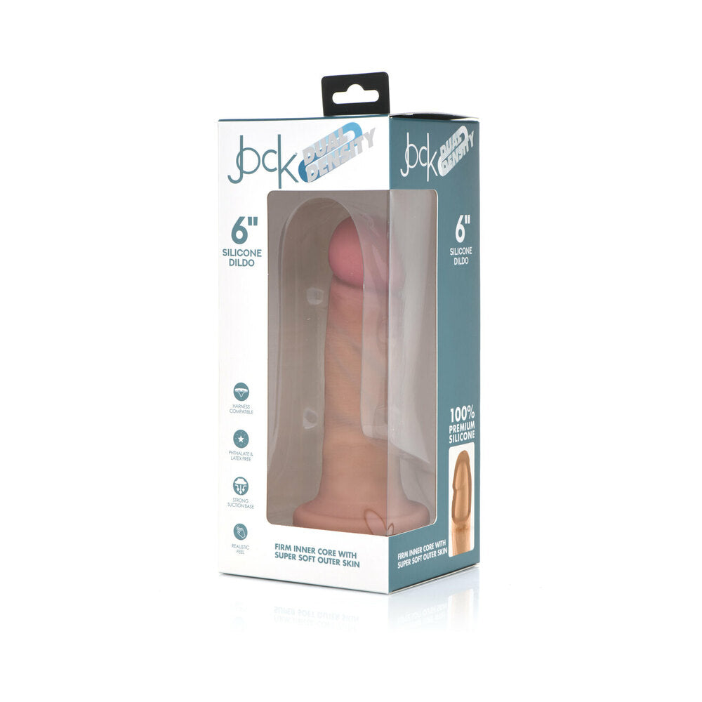 Curve Toys Jock Dual Density 6 inches Silicone Dildo with Suction Cup Light