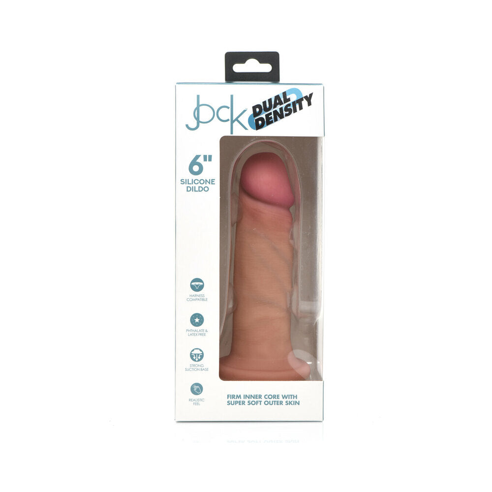 Curve Toys Jock Dual Density 6 inches Silicone Dildo with Suction Cup Light