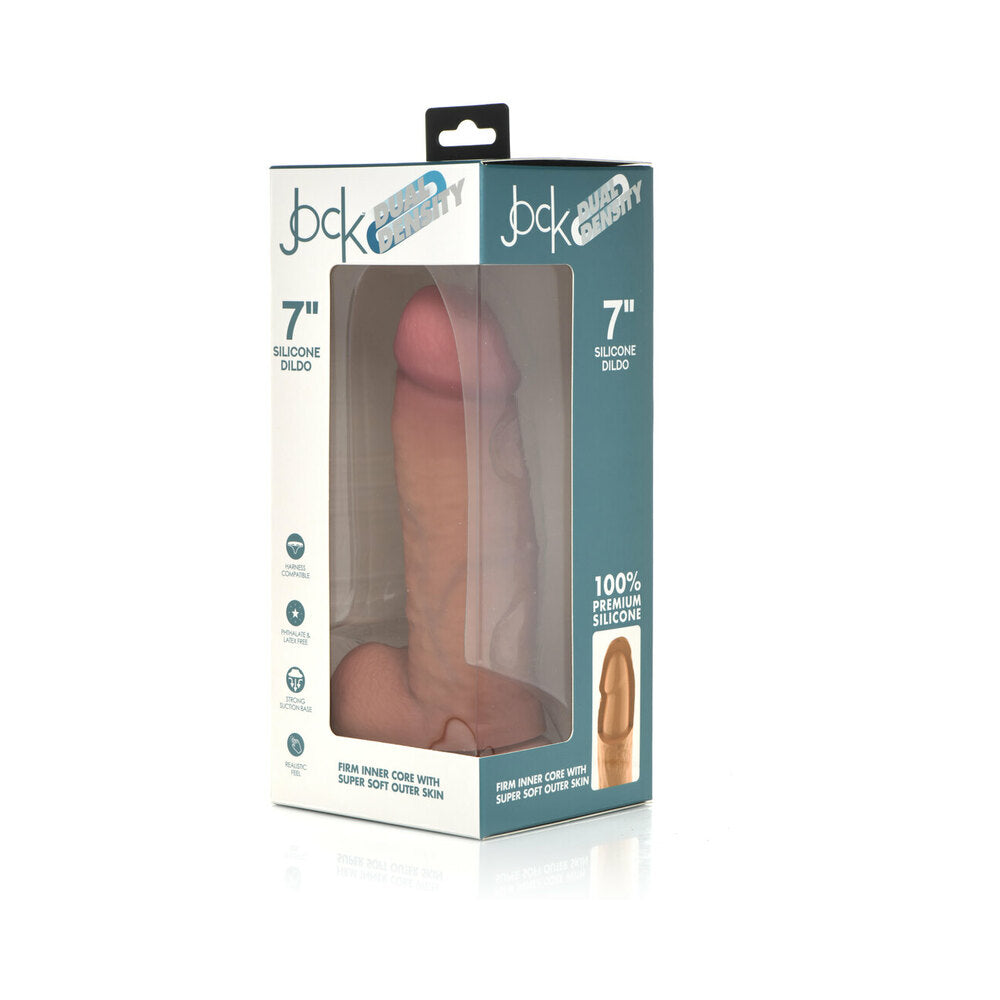 Curve Toys Jock Dual Density 7 inch Silicone Dildo with Balls & Suction Cup Light