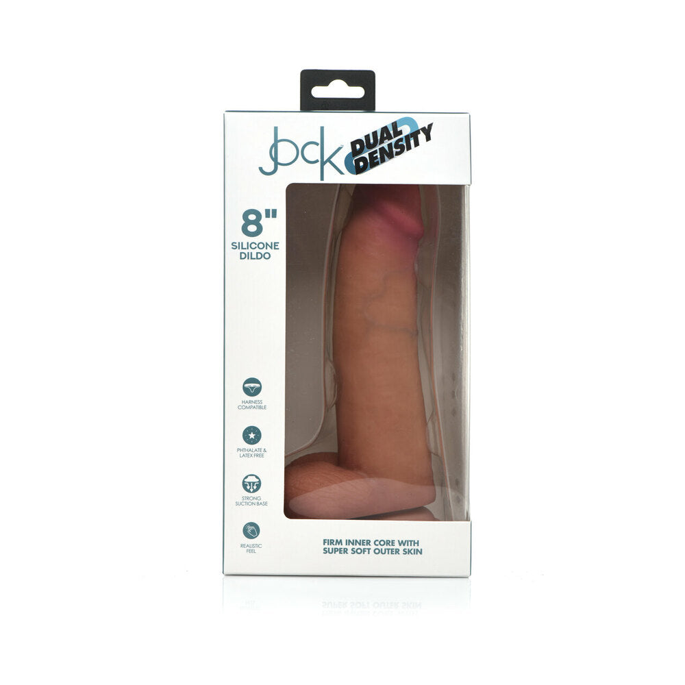 Curve Toys Jock Dual Density 8 inch Silicone Dildo with Balls & Suction Cup Light