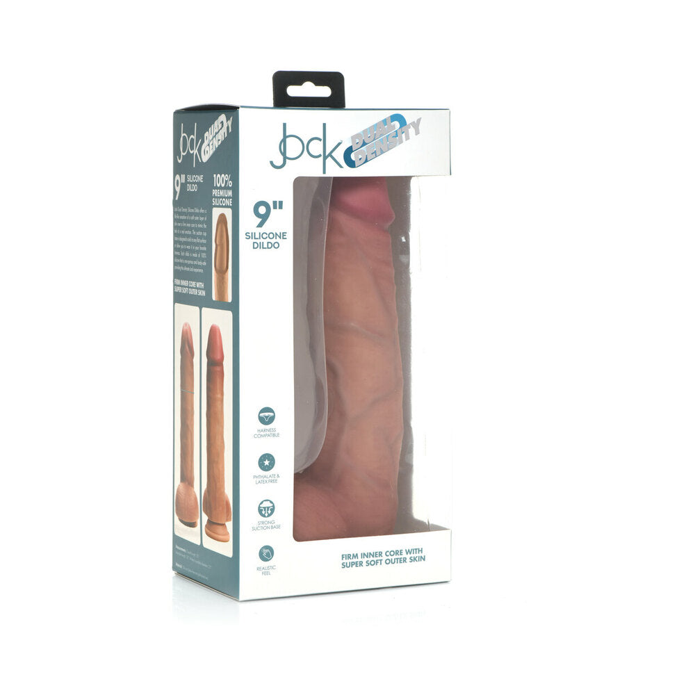 Curve Toys Jock Dual Density 9 inch Silicone Dildo with Balls & Suction Cup Light
