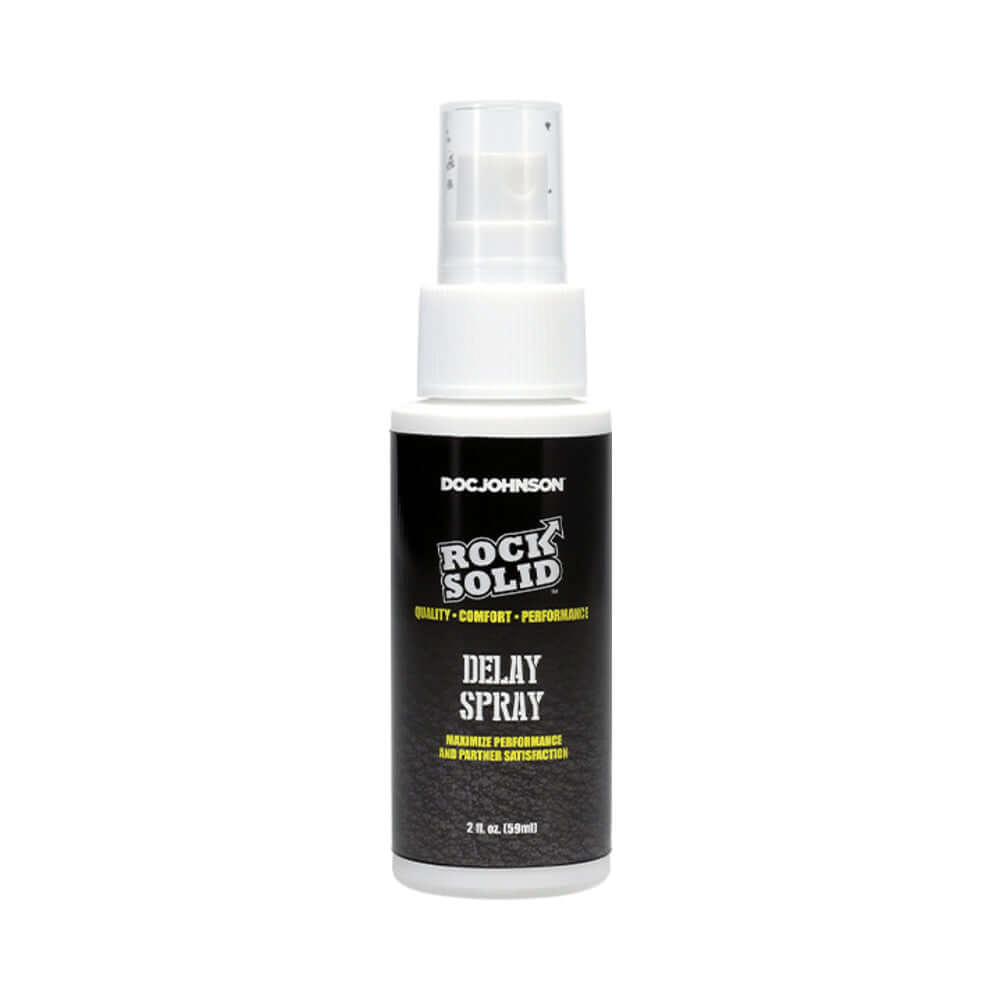Rock Solid Delay Spray 2 Oz Bulk bottle with lidocaine for enhanced performance and stamina control.