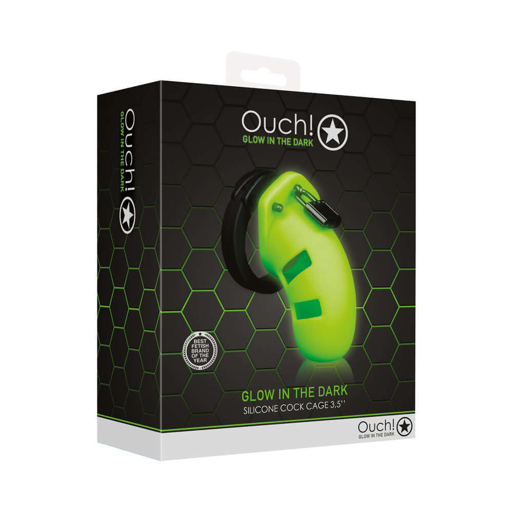 Ouch! Glow in the Dark 3.5 inches Silicone Cock Cage Neon Green
