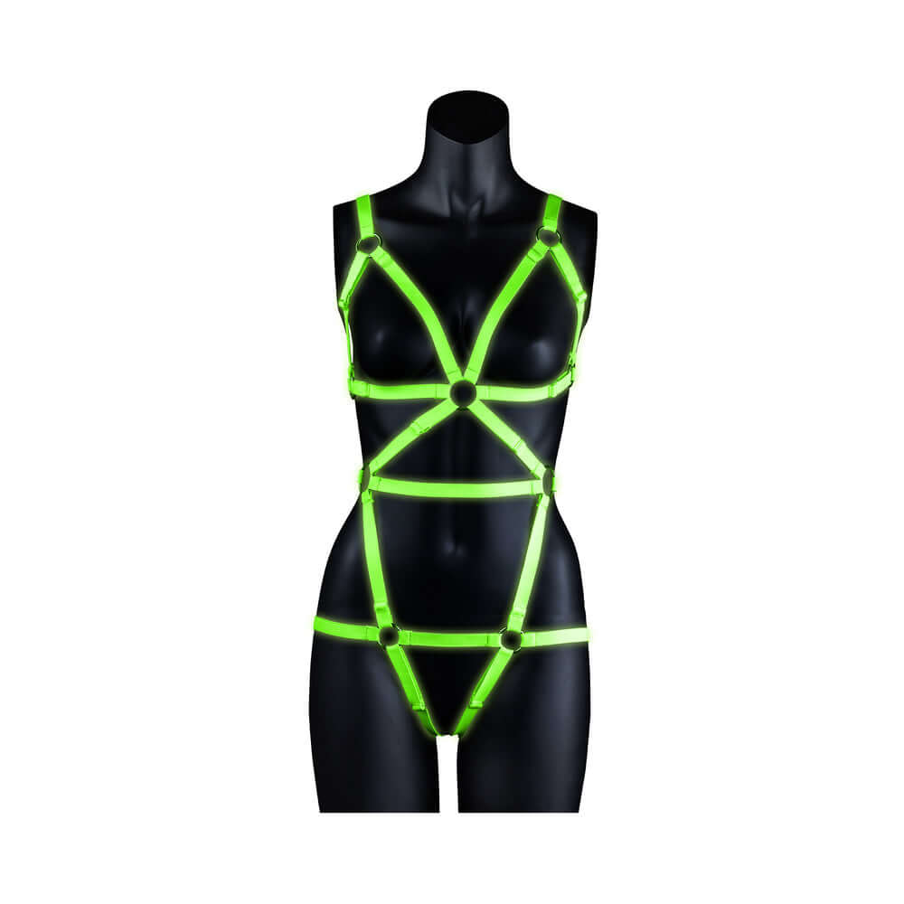 Ouch! Glow in the Dark Full-Body Harness Neon Green L/XL
