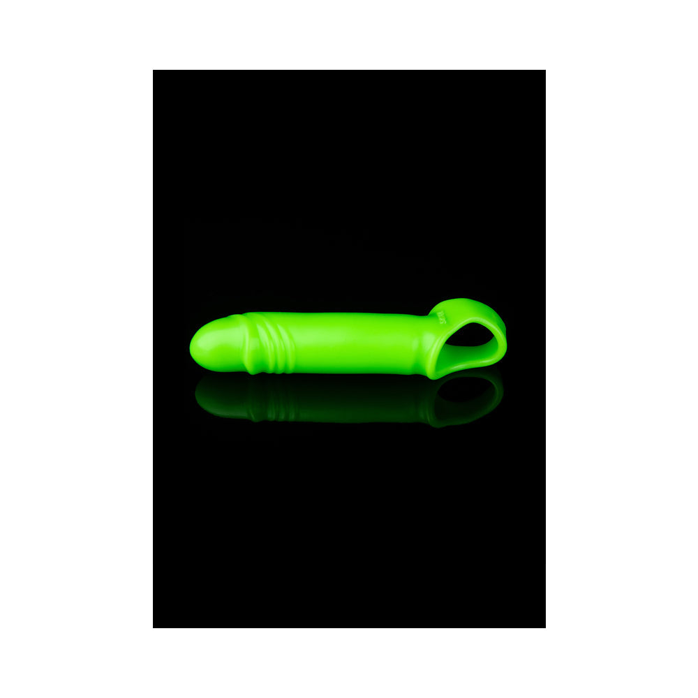 Ouch! Glow in the Dark Smooth Stretchy 6.3 inches Penis Sleeve Neon Green