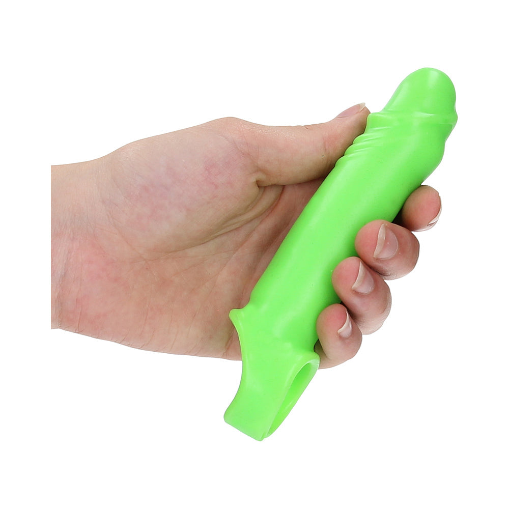 Ouch! Glow in the Dark Smooth Stretchy 6.3 inches Penis Sleeve Neon Green