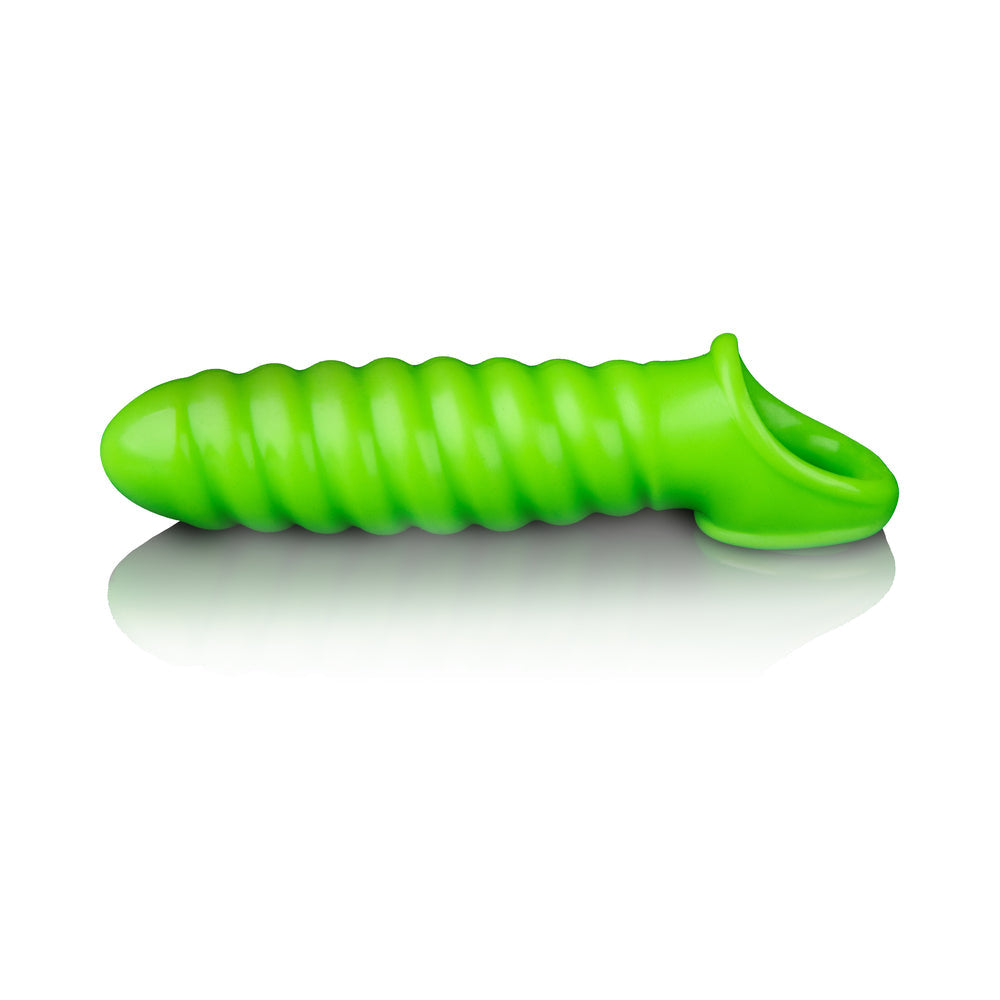 Ouch! Glow in the Dark Swirl Stretchy 6.2 inches Penis Sleeve Neon Green