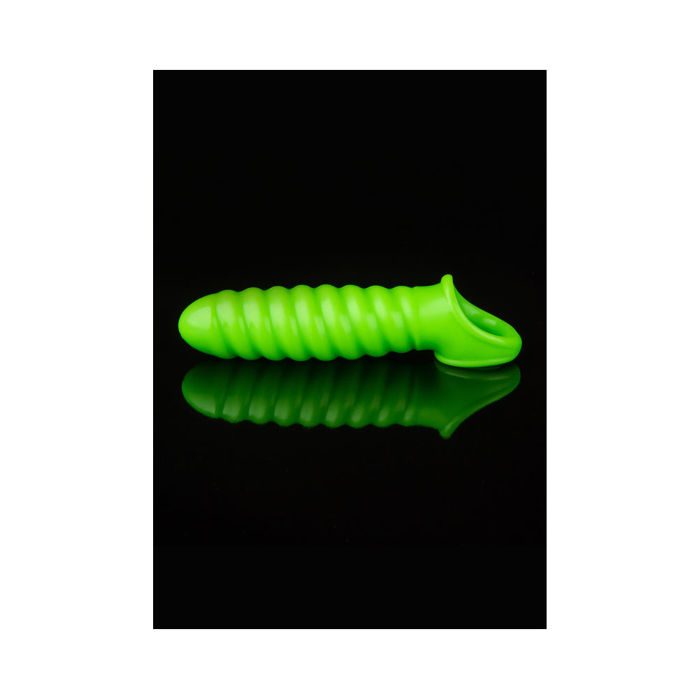 Ouch! Glow in the Dark Swirl Stretchy 6.2 inches Penis Sleeve Neon Green
