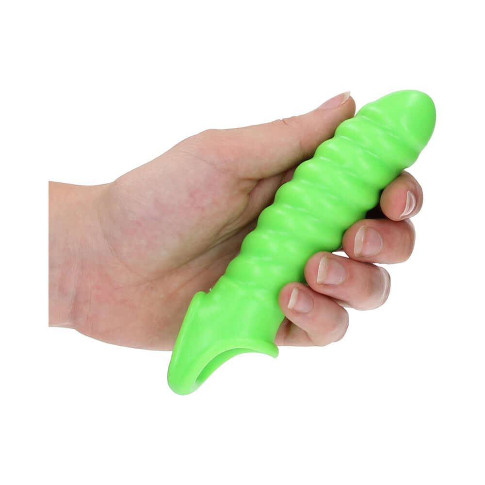 Ouch! Glow in the Dark Swirl Stretchy 6.2 inches Penis Sleeve Neon Green