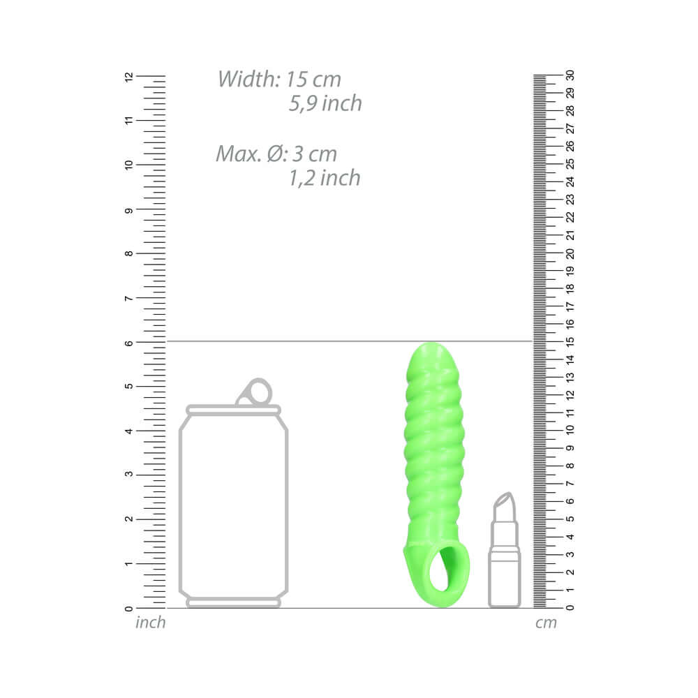 Ouch! Glow in the Dark Swirl Stretchy 6.2 inches Penis Sleeve Neon Green