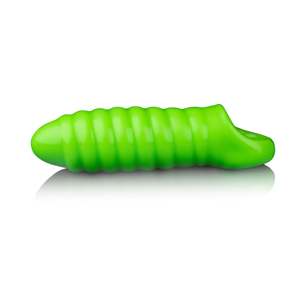 Ouch! Glow in the Dark Swirl Thick Stretchy 6.3 inches Penis Sleeve Neon Green