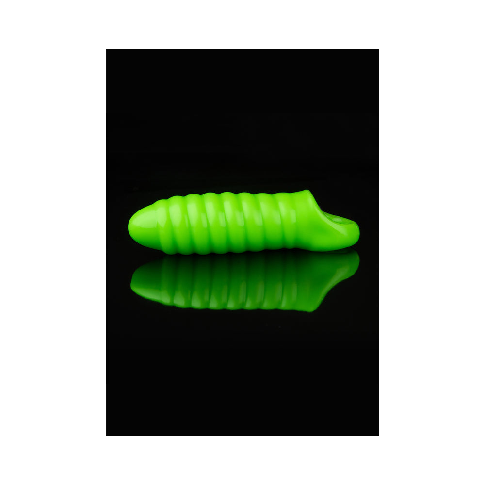 Ouch! Glow in the Dark Swirl Thick Stretchy 6.3 inches Penis Sleeve Neon Green