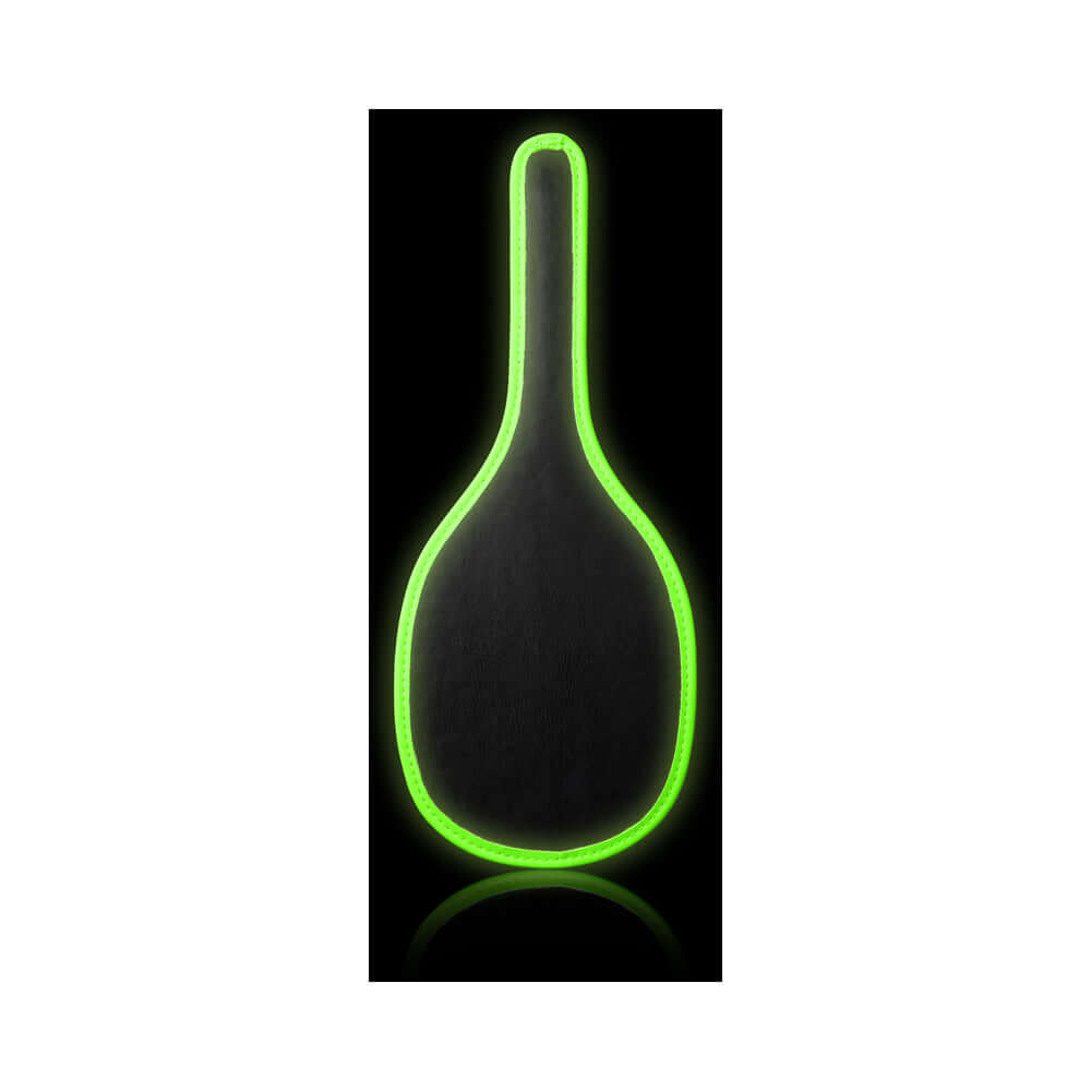 Ouch! Glow in the Dark Bonded Leather Round Paddle Neon Green