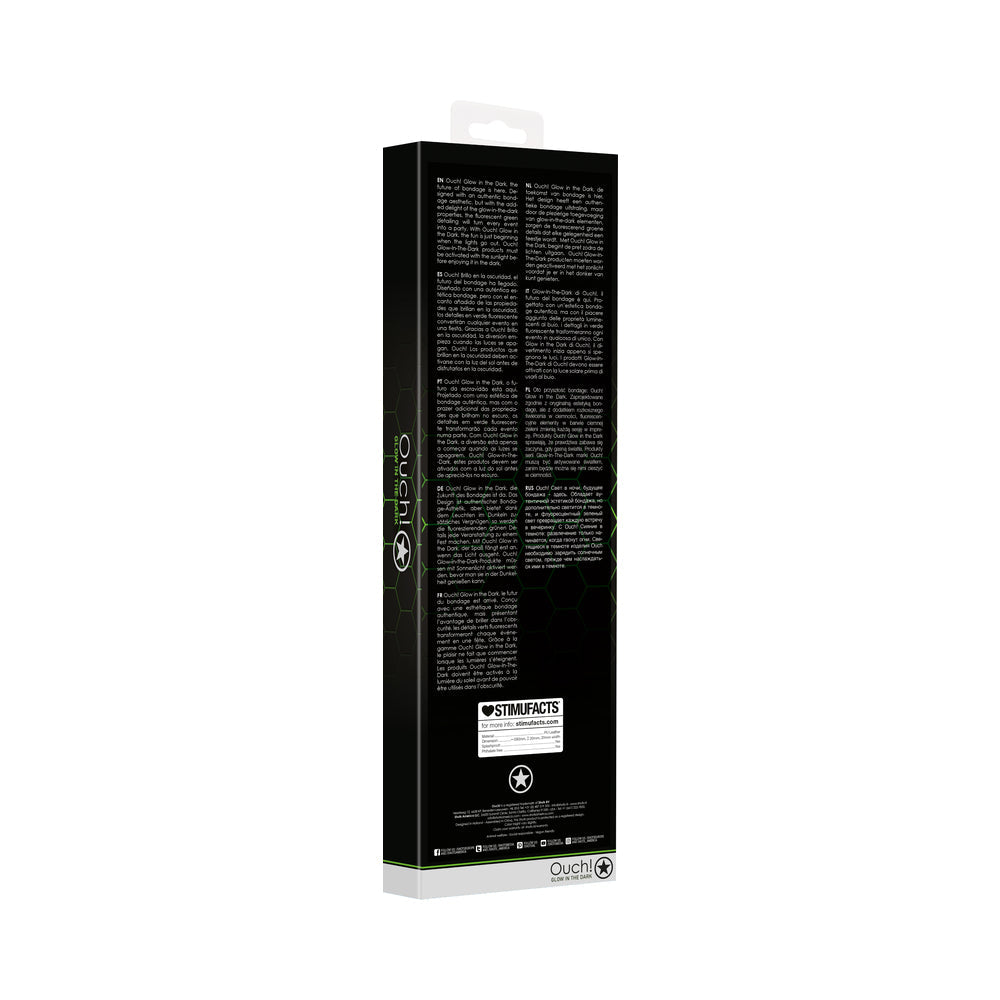 Ouch! Glow in the Dark Bonded Leather Flogger Neon Green