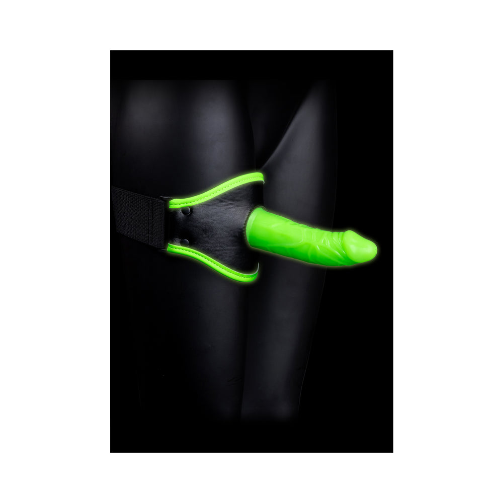 Ouch! Glow in the Dark Thigh Strap-On Harness With 5 inches Silicone Dildo Neon Green