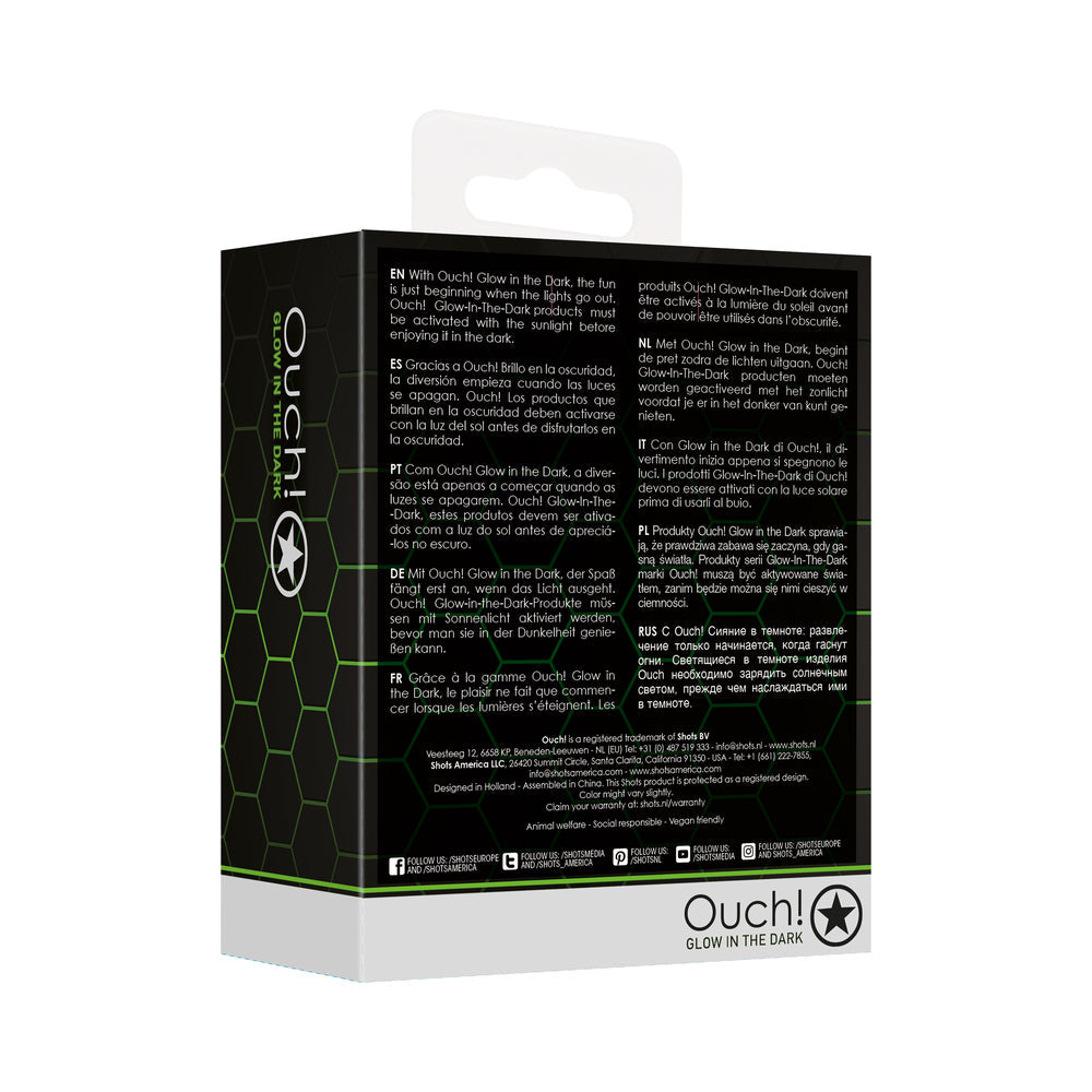 Ouch! Glow in the Dark Glass Anal Plug Clear/Green Medium