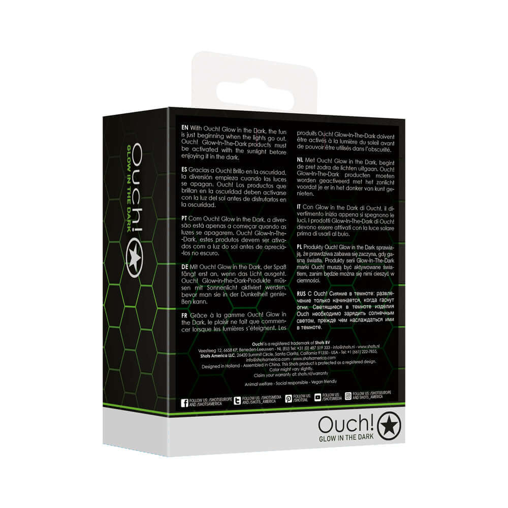 Ouch! Glow in the Dark Glass Anal Plug Clear/Green Medium