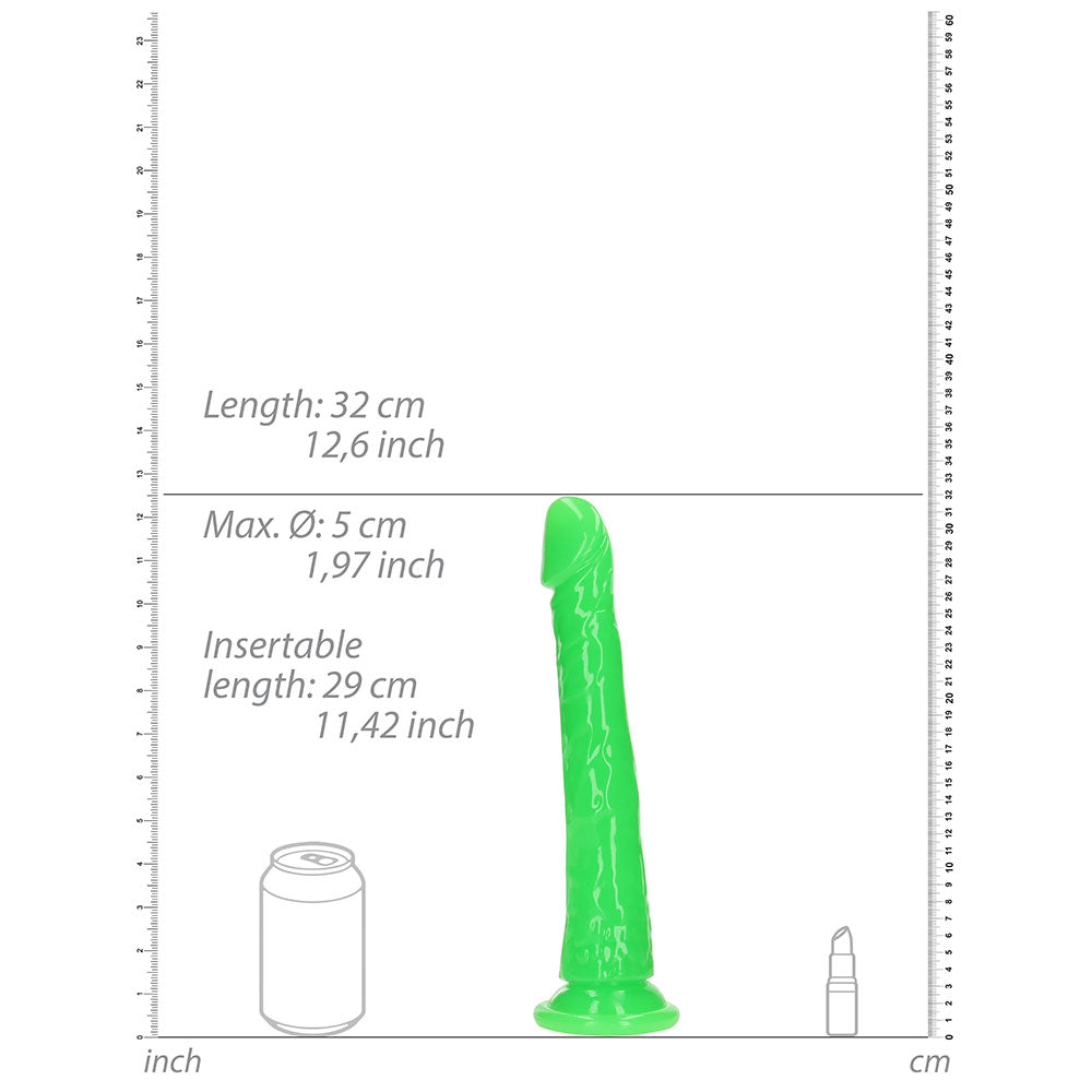 RealRock Glow in the Dark Slim 11 inches Dildo Neon Green