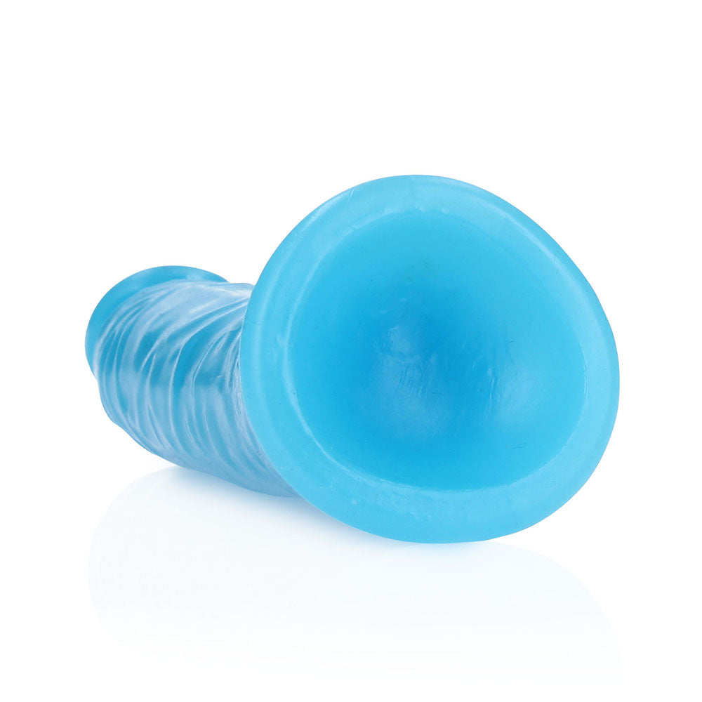 RealRock Glow in the Dark Slim 6 inches Dildo Neon Blue