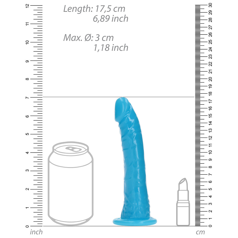 RealRock Glow in the Dark Slim 6 inches Dildo Neon Blue
