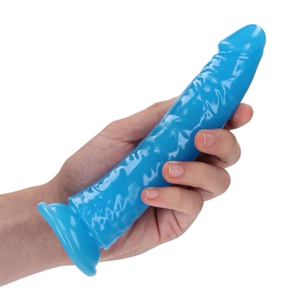 RealRock Glow in the Dark Slim 7 inches Dildo Neon Blue