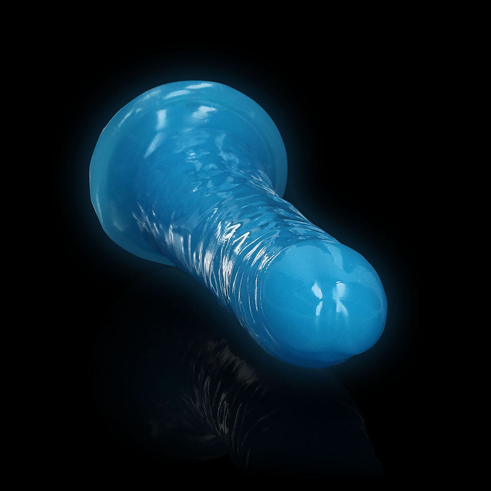 RealRock Glow in the Dark Slim 7 inches Dildo Neon Blue