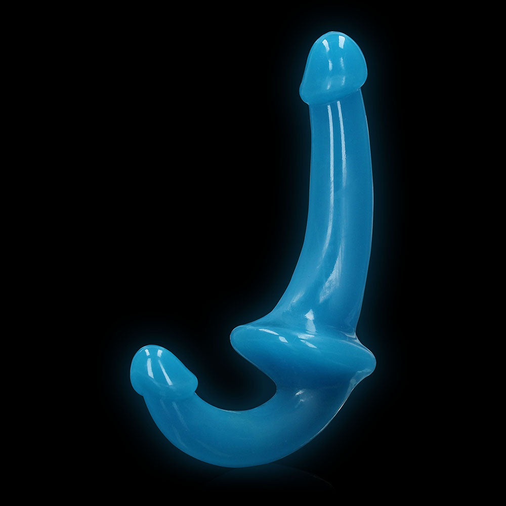 RealRock Glow in the Dark 6 inches Strapless Strap-On Dildo Neon Blue