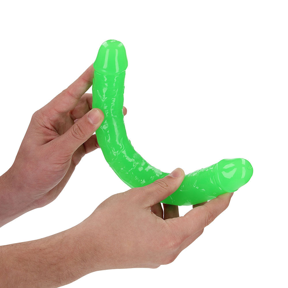 RealRock Glow in the Dark Double Dong 12 inches Dual-Ended Dildo Neon Green