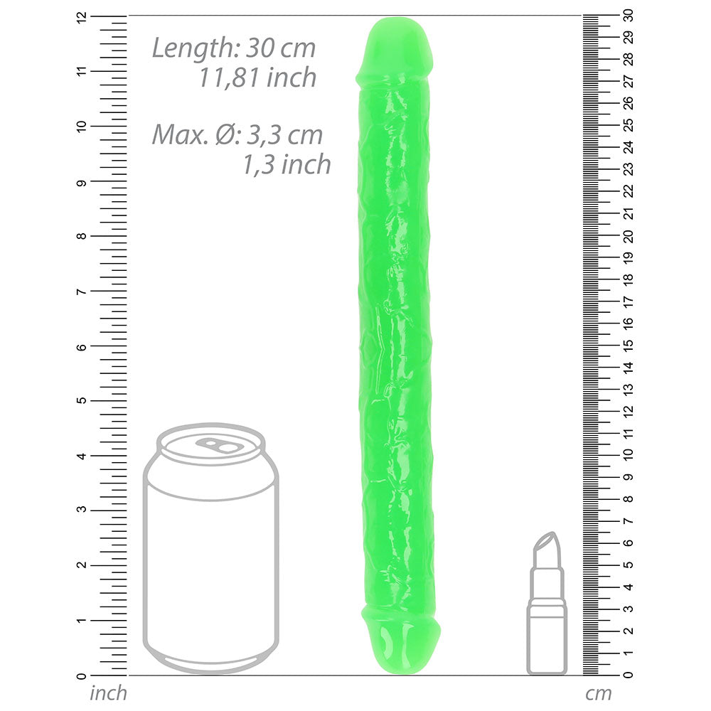 RealRock Glow in the Dark Double Dong 12 inches Dual-Ended Dildo Neon Green