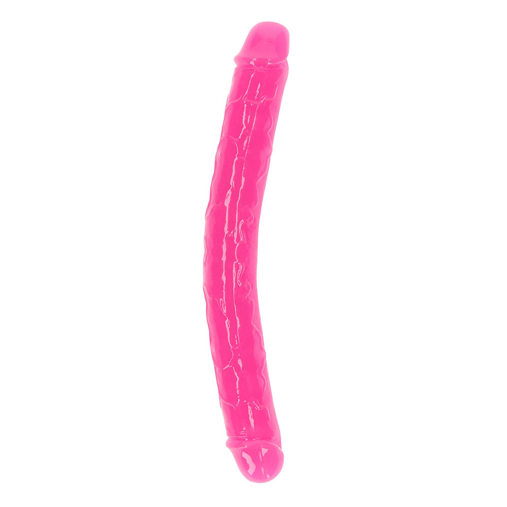 RealRock Glow in the Dark Double Dong 12 inches Dual-Ended Dildo Neon Pink