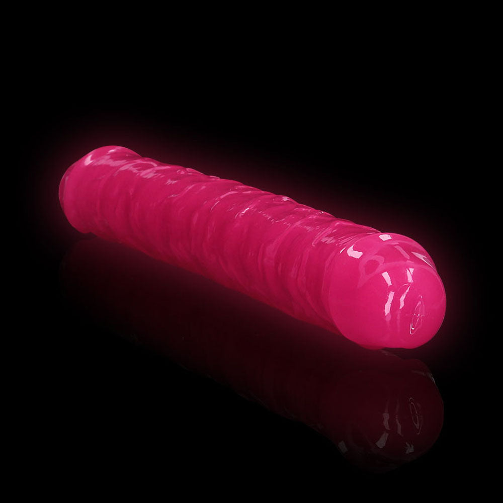 RealRock Glow in the Dark Double Dong 12 inches Dual-Ended Dildo Neon Pink