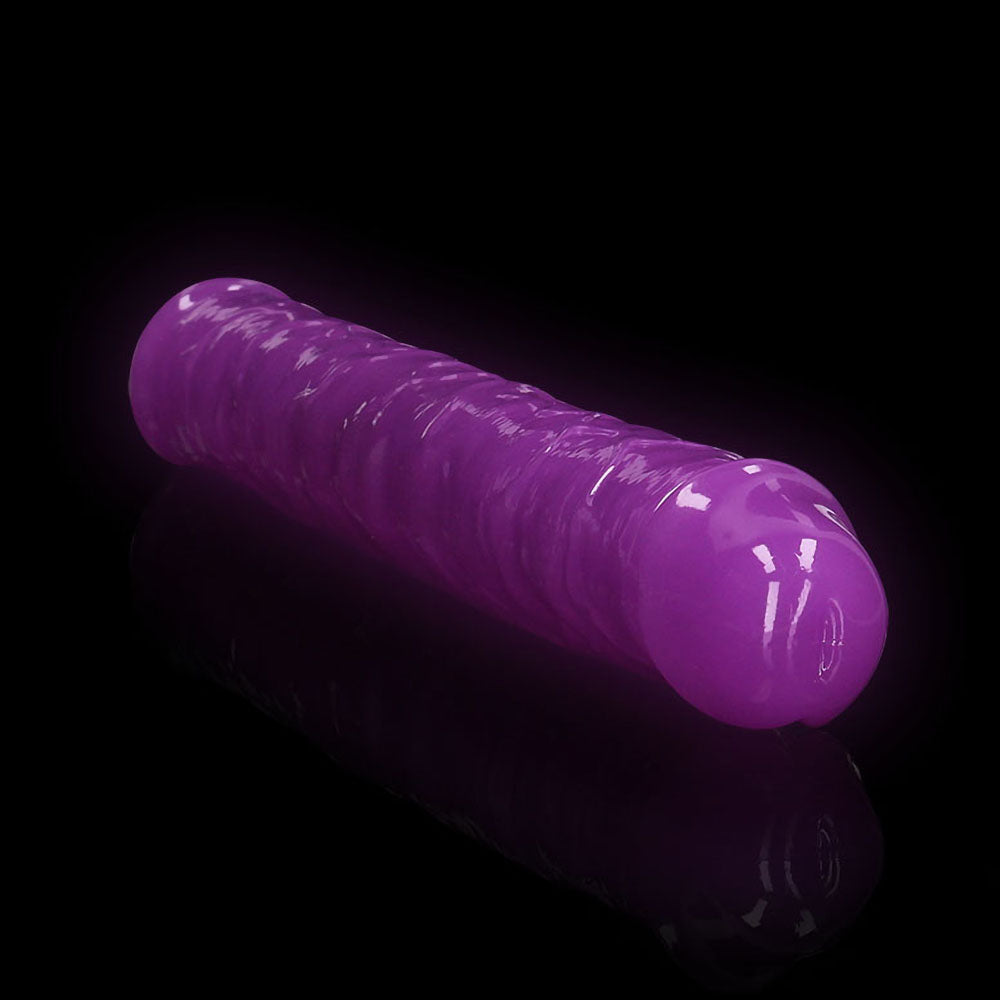 RealRock Glow in the Dark Double Dong 12 inches Dual-Ended Dildo Neon Purple