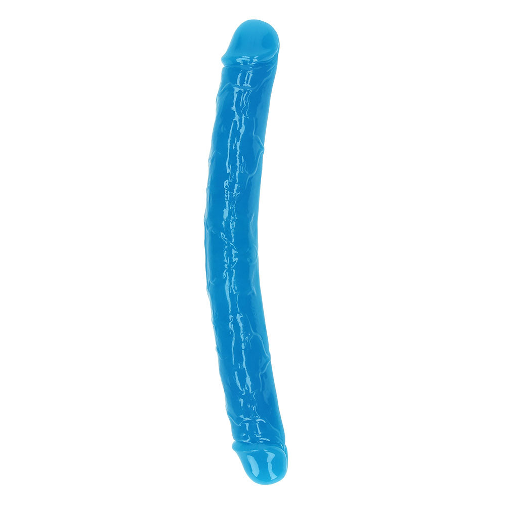 RealRock Glow in the Dark Double Dong 12 inches Dual-Ended Dildo Neon Blue