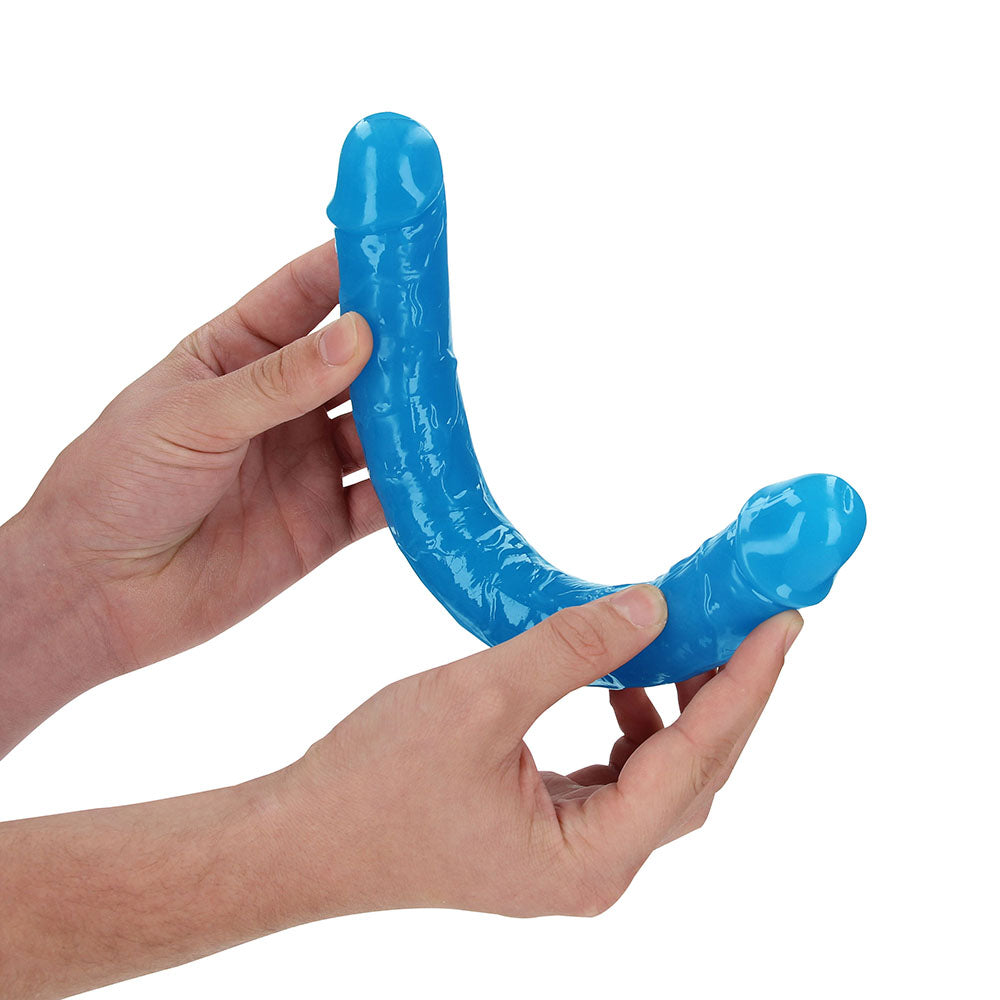RealRock Glow in the Dark Double Dong 12 inches Dual-Ended Dildo Neon Blue