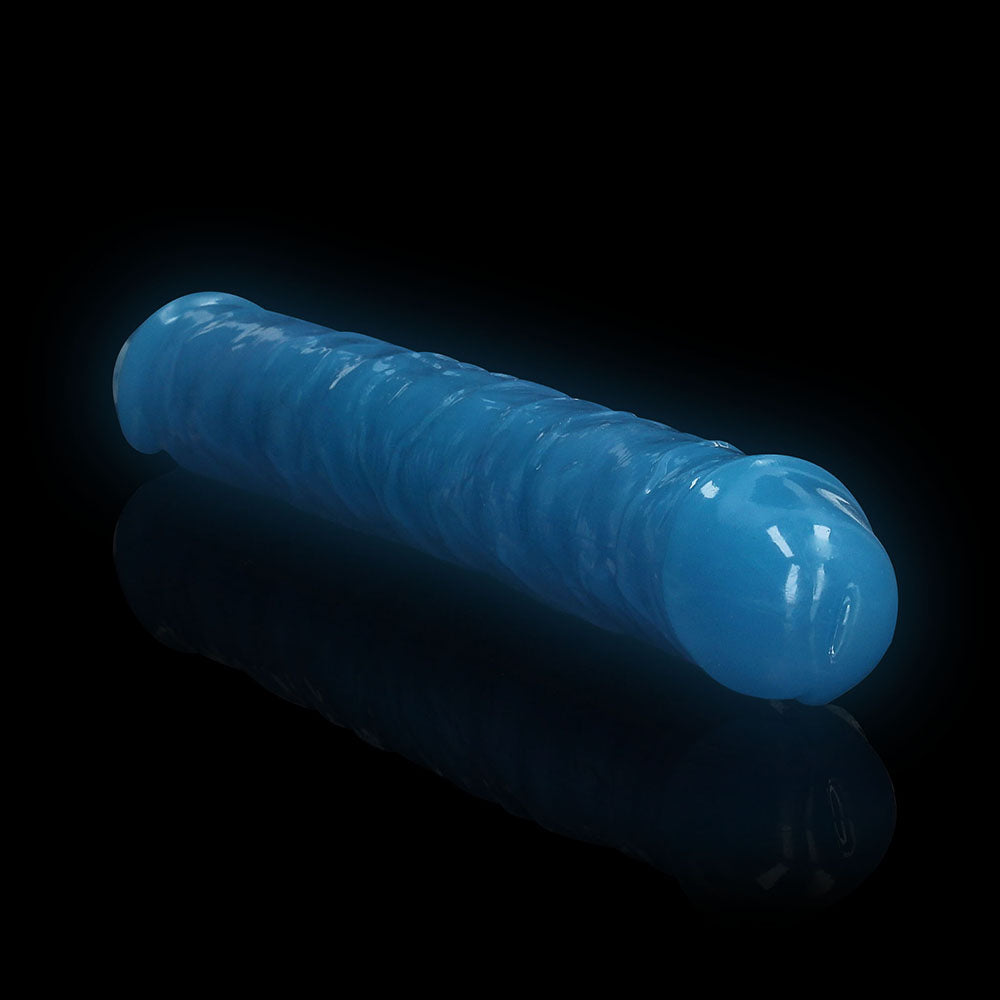 RealRock Glow in the Dark Double Dong 12 inches Dual-Ended Dildo Neon Blue