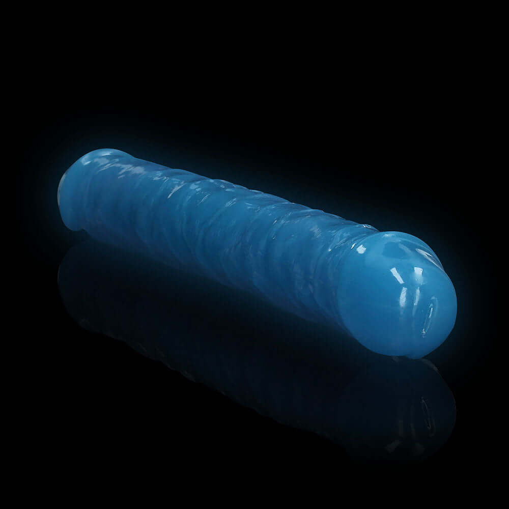 RealRock Glow in the Dark Double Dong 12 inches Dual-Ended Dildo Neon Blue