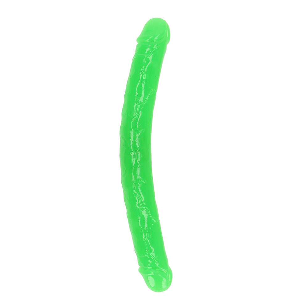 RealRock Glow in the Dark Double Dong 15 inches Dual-Ended Dildo Neon Green