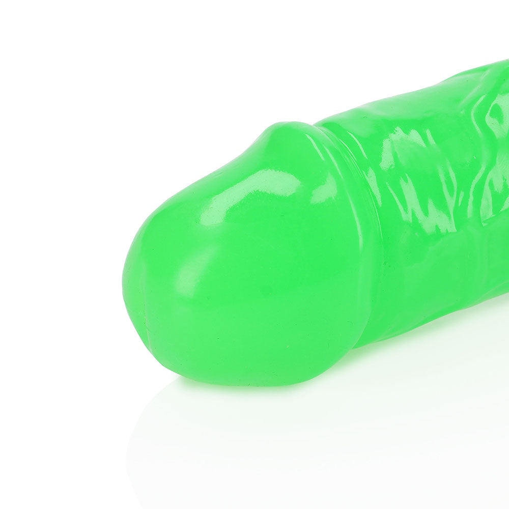RealRock Glow in the Dark Double Dong 15 inches Dual-Ended Dildo Neon Green
