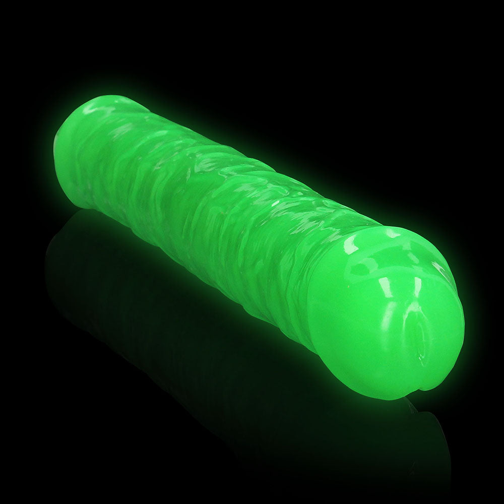 RealRock Glow in the Dark Double Dong 15 inches Dual-Ended Dildo Neon Green