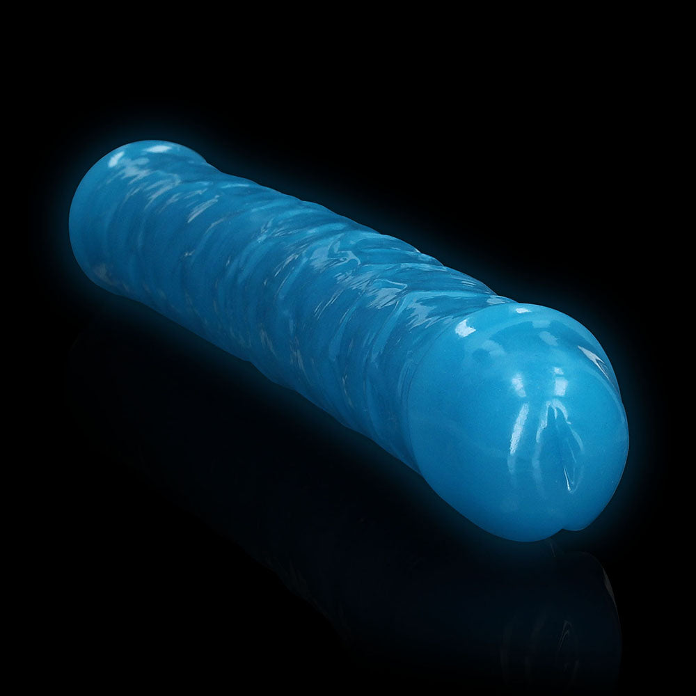 RealRock Glow in the Dark Double Dong 15 inches Dual-Ended Dildo Neon Blue