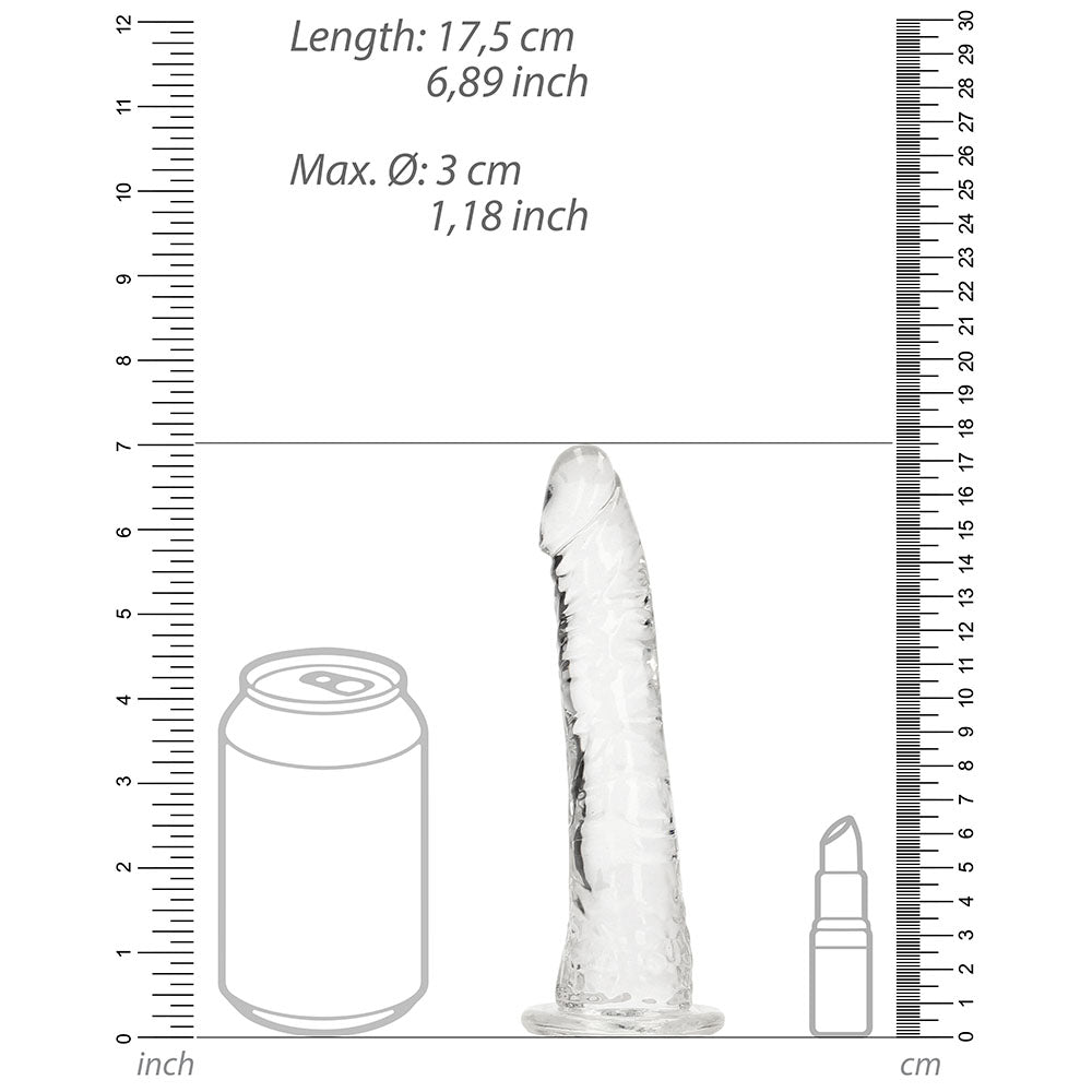 RealRock Crystal Clear Slim 6 inches Dildo Clear
